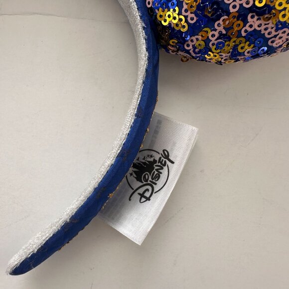 Disney Parks Passholder Exclusive Sequined Mickey Mouse Ear Headband Blue & Gold - Picture 5 of 7